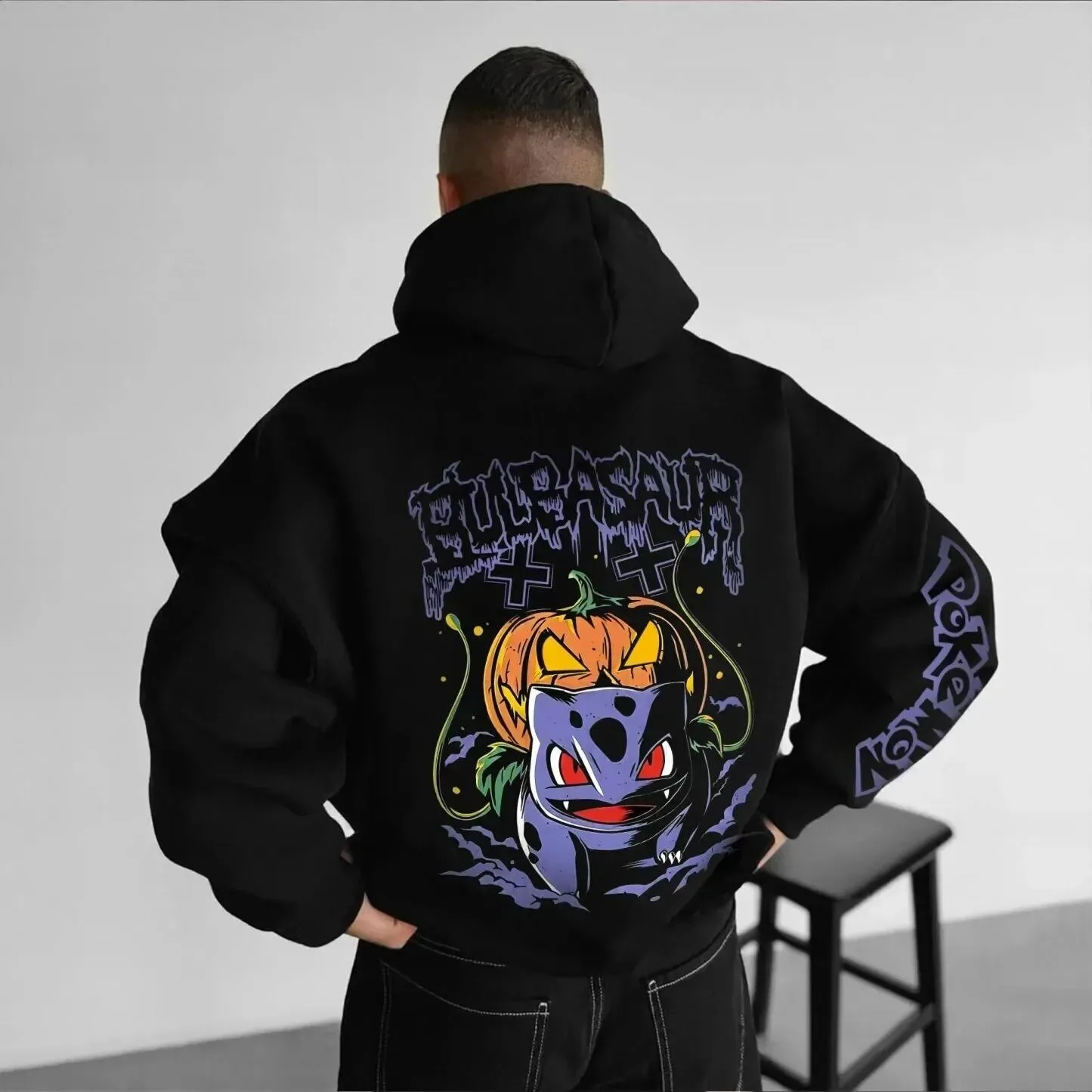 Pokemon Bulbasaur Halloween Pumpkin Spooky Anime Graphic Hoodie
