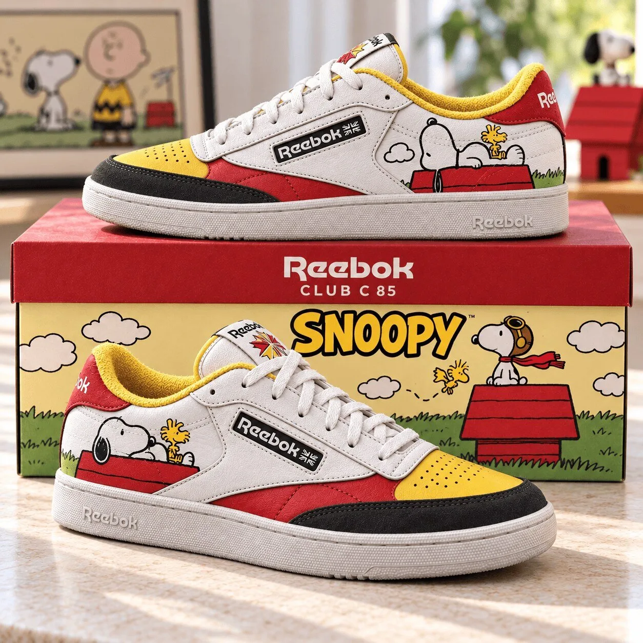 Snoopy Peanuts Woodstock Reebok Club C 85 Retro Court Collector Shoes