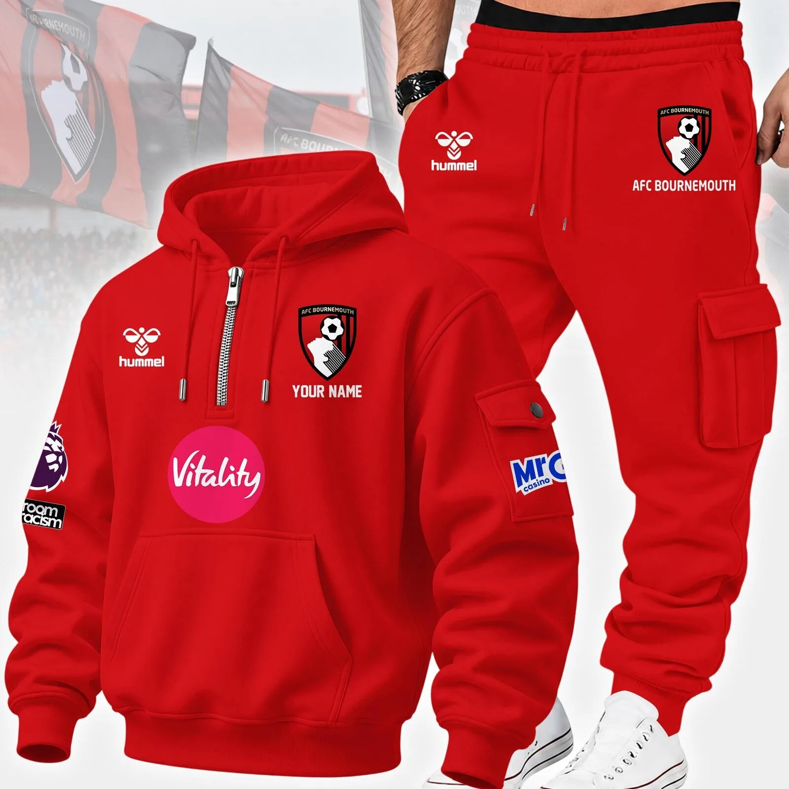 AFC Bournemouth Football Club Red Hoodie and Joggers Set