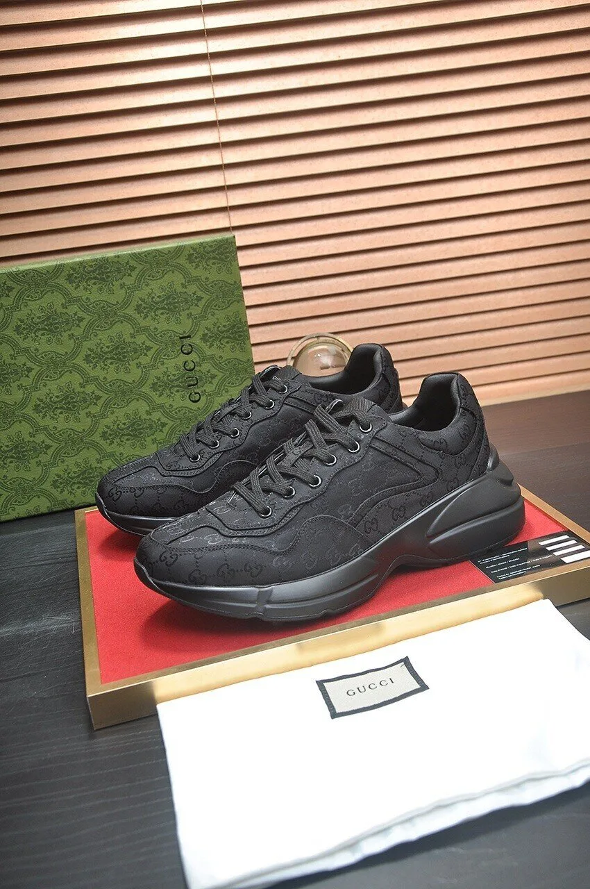 Gucci Black Monogrammed Fashion Sneakers for Women