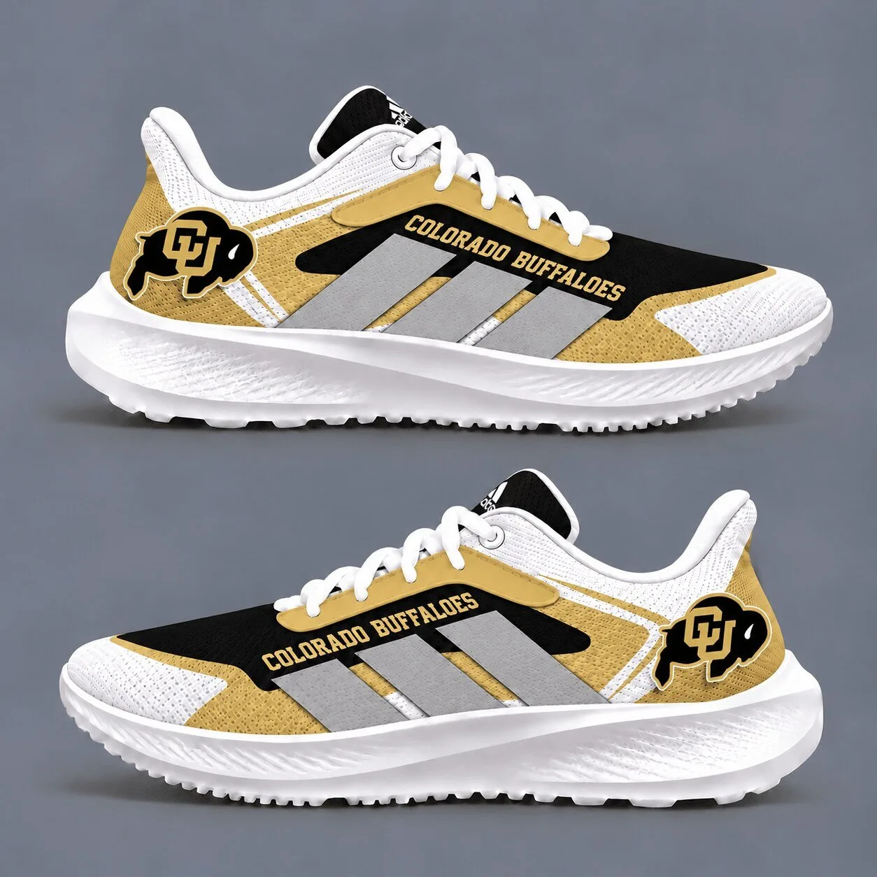 Colorado Buffaloes Black and Gold Team Logo Running Shoes