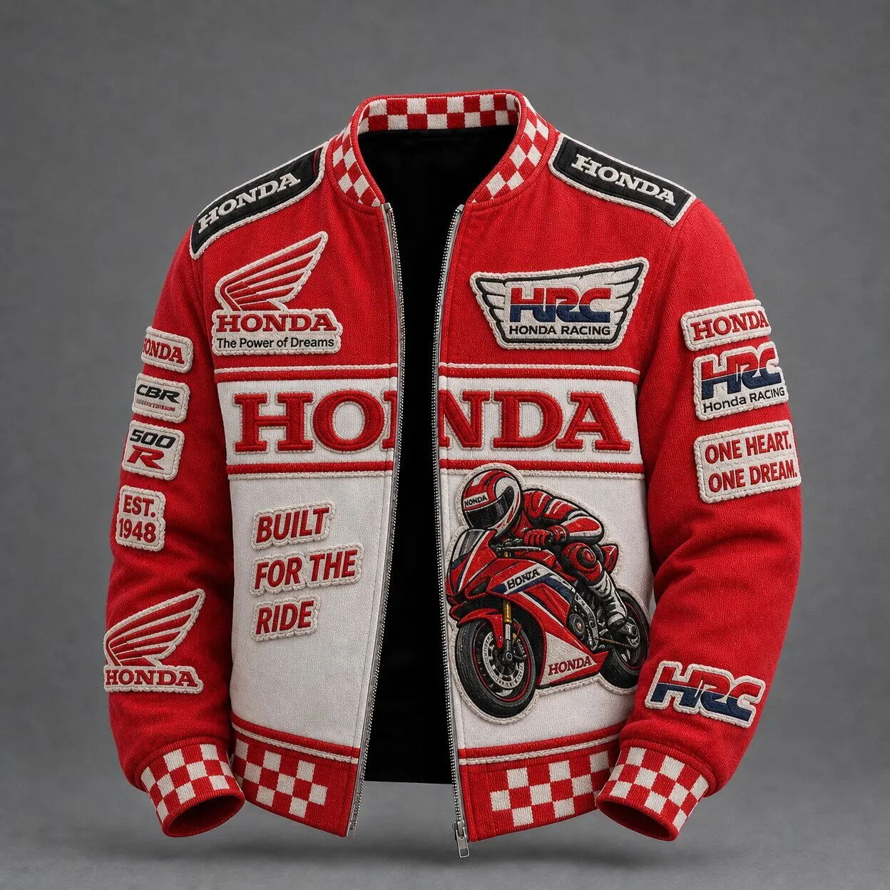 Honda Racing Vintage Motorcycle Bomber Jacket - Built For The Ride