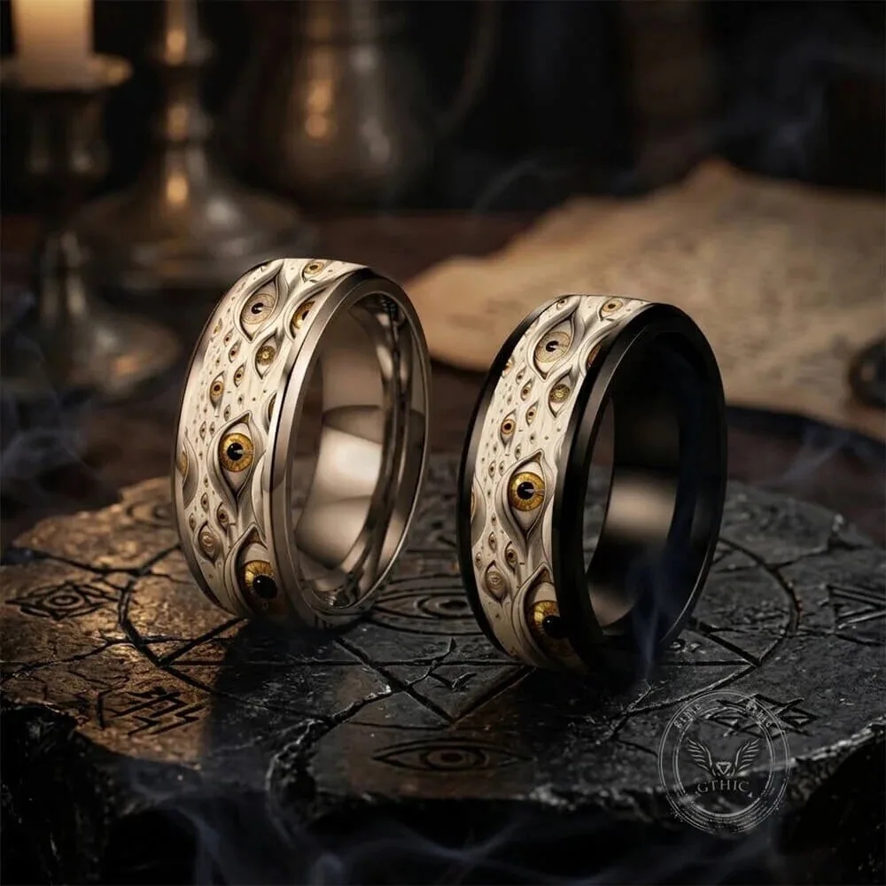 All Seeing Eye Stainless Steel Mysterious Band Ring for Men and Women