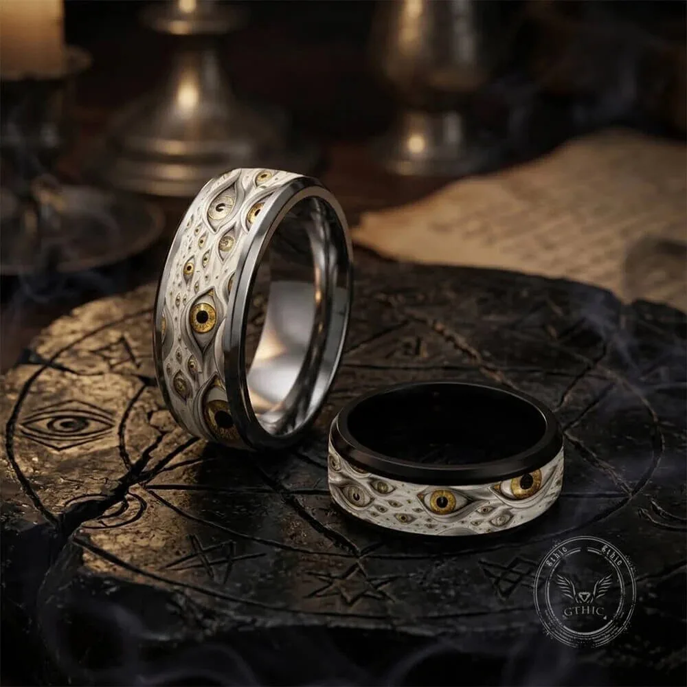 All Seeing Eye Stainless Steel Mysterious Band Ring for Men and Women 8 All Seeing Eye Stainless Steel Mysterious Band Ring for Men and Women