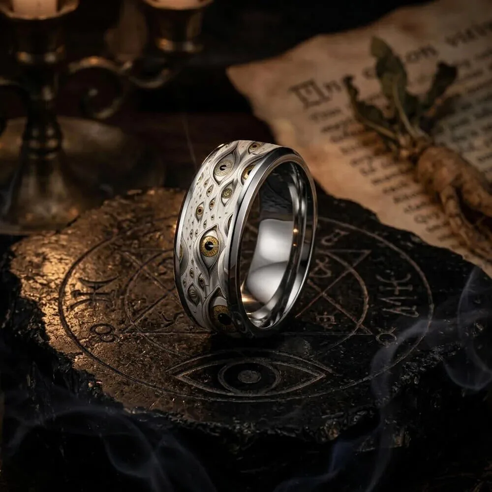 All Seeing Eye Stainless Steel Mysterious Band Ring for Men and Women 9 All Seeing Eye Stainless Steel Mysterious Band Ring for Men and Women