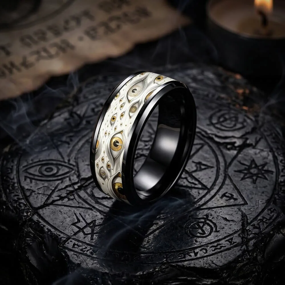 All Seeing Eye Stainless Steel Mysterious Band Ring for Men and Women 10 All Seeing Eye Stainless Steel Mysterious Band Ring for Men and Women