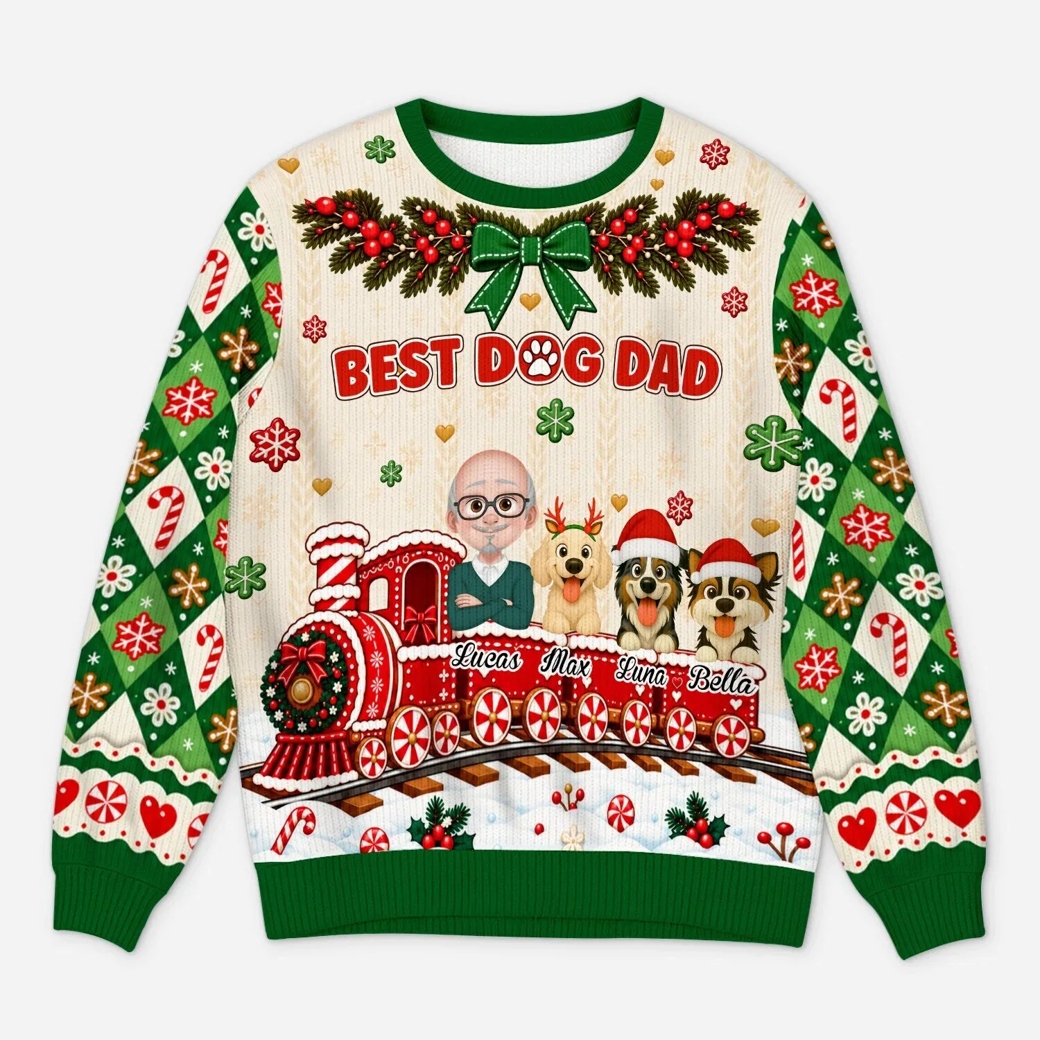 Best Dog Mom Christmas Train Personalized Ugly Sweater 6 Best Dog Mom Christmas Train Personalized Ugly Sweater