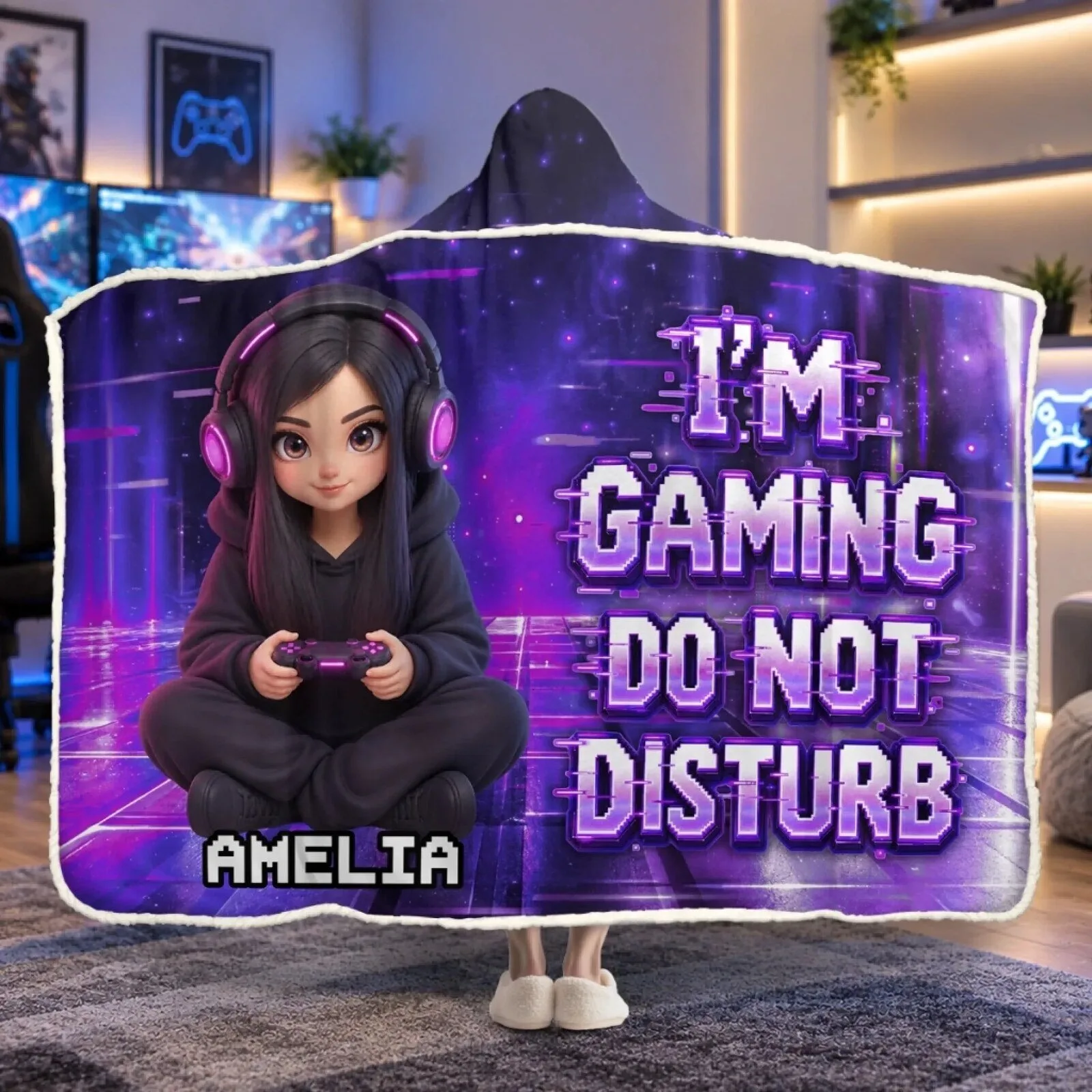 PC Gaming Wearable Blanket Hoodie, Do Not Disturb I'm Gaming 10 pc gaming wearable blanket hoodie do not disturb i m gaming gallery 1