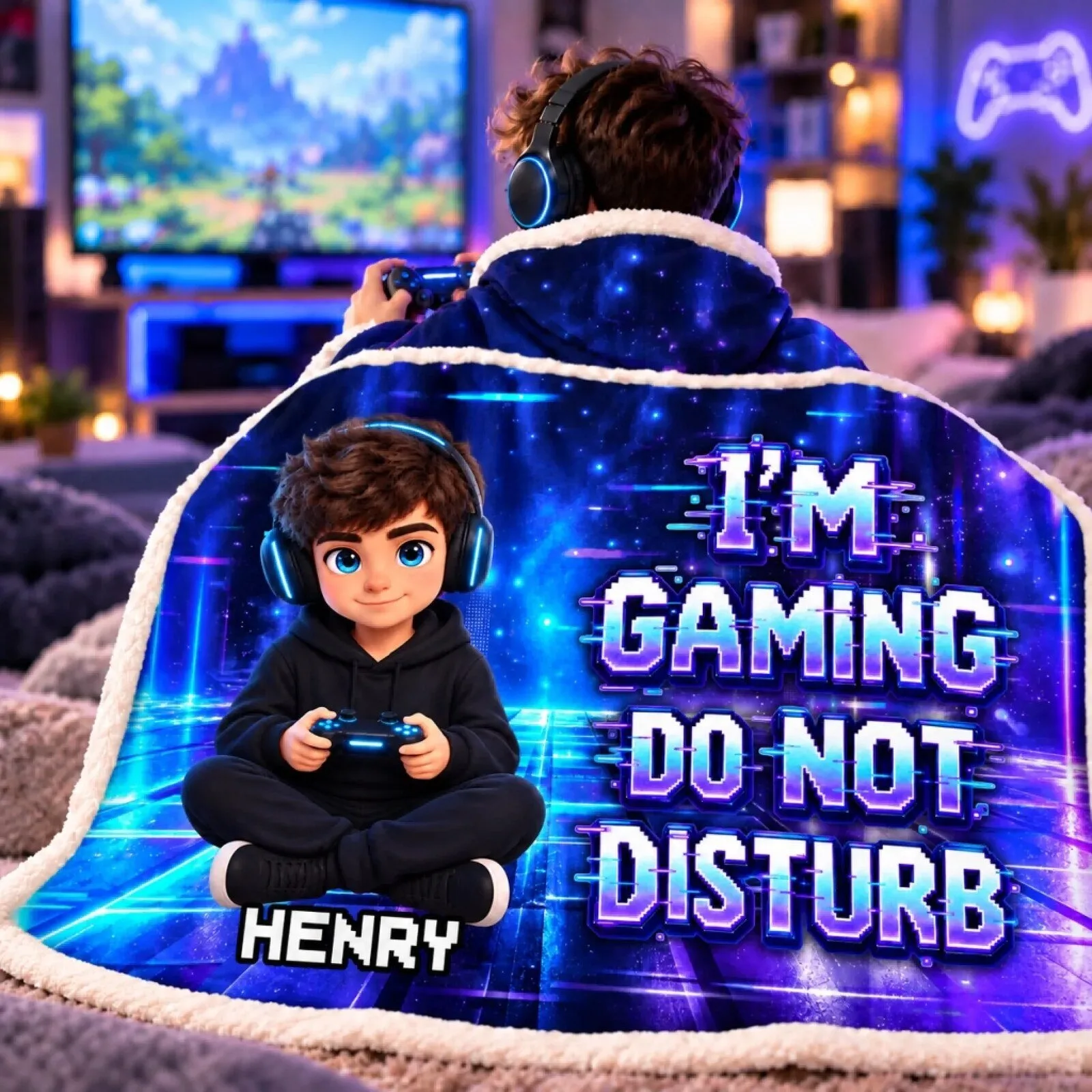 PC Gaming Wearable Blanket Hoodie, Do Not Disturb I'm Gaming 12 pc gaming wearable blanket hoodie do not disturb i m gaming gallery 3