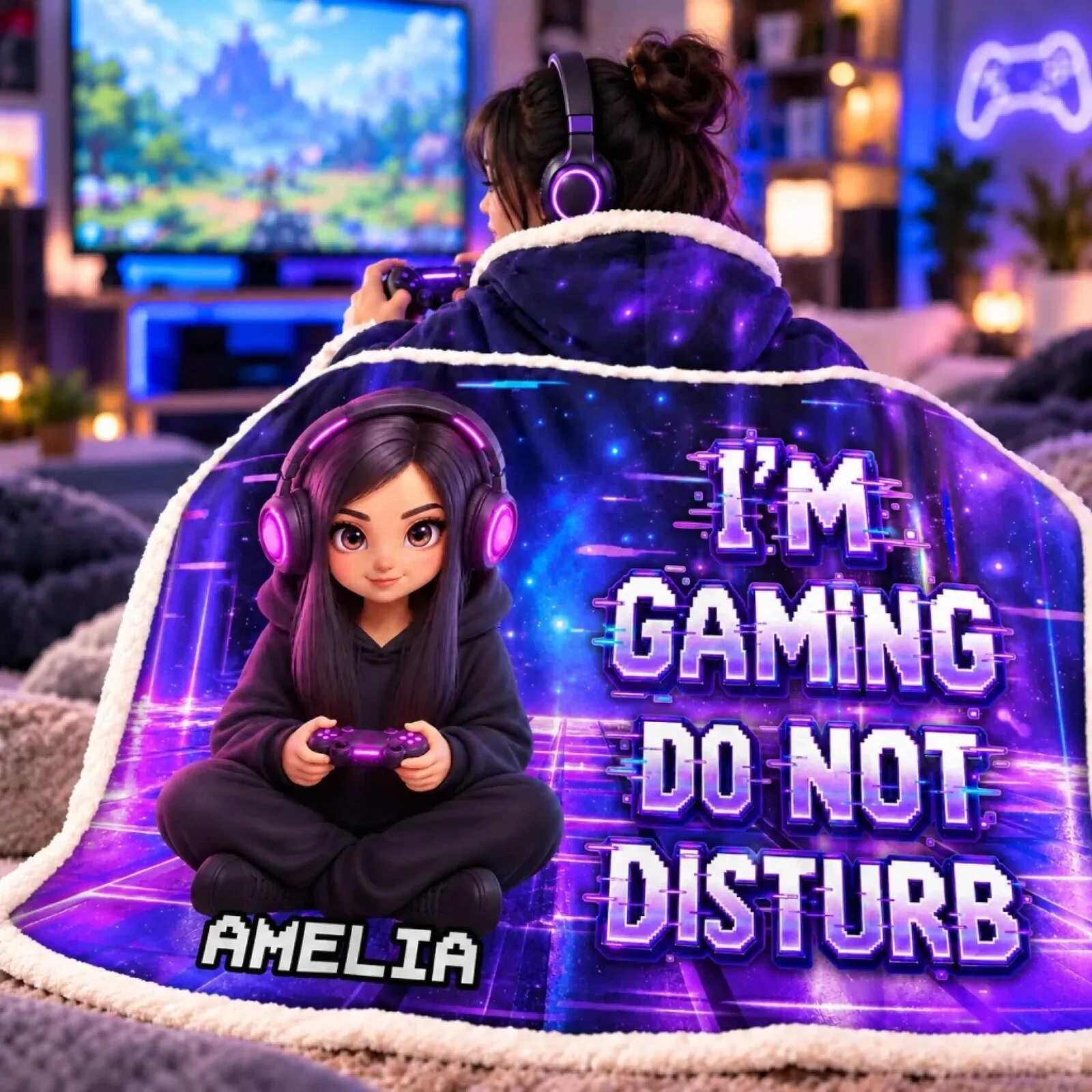 PC Gaming Wearable Blanket Hoodie, Do Not Disturb I'm Gaming 13 pc gaming wearable blanket hoodie do not disturb i m gaming gallery 4