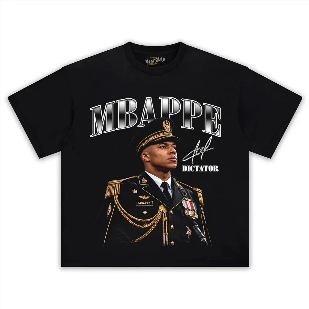 Kylian Mbappe The Dictator Soccer Player Fan Art Black T-Shirt Kylian Mbappe The Dictator Soccer Player Fan Art Black T-Shirt