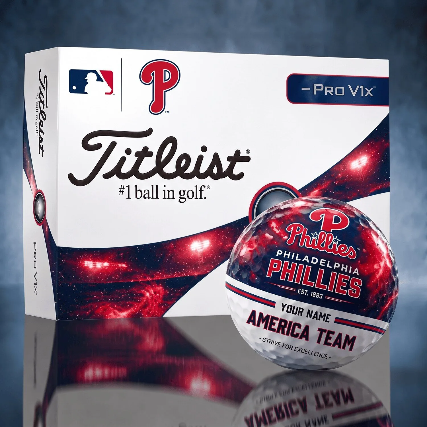 Titleist Philadelphia Phillies Personalized Golf Balls - Pro V1x Limited Edition