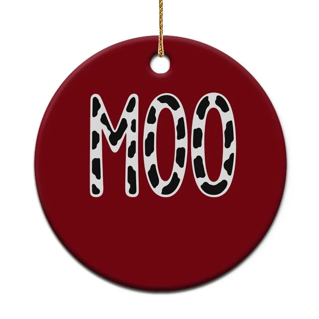 Moo Funny Cow Lover Ceramic Holiday Christmas Ornament