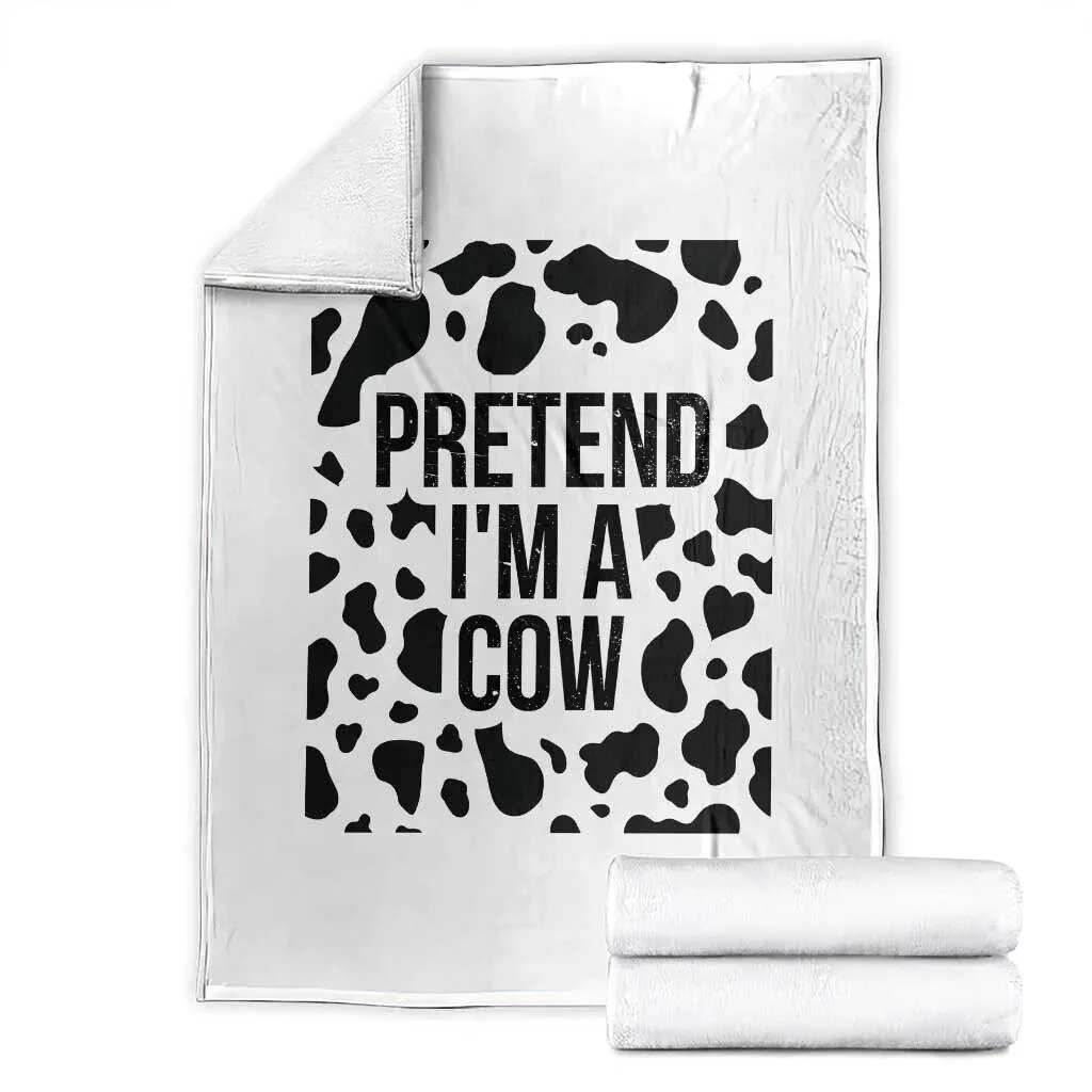 Funny Pretend I'm A Cow Costume Halloween Print Throw Blanket