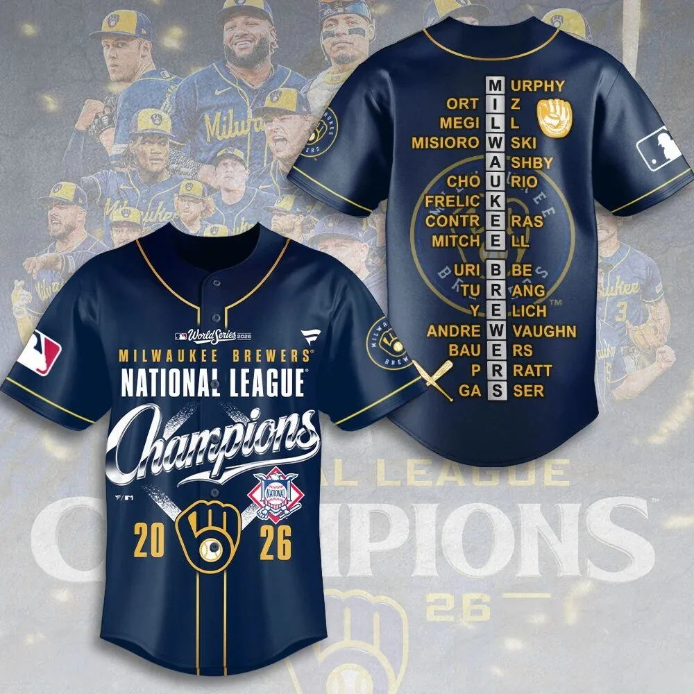 2026 National League Champion Jersey for Milwaukee Brewers Baseball Fans 1 2026 National League Champion Jersey for Milwaukee Brewers Baseball Fans