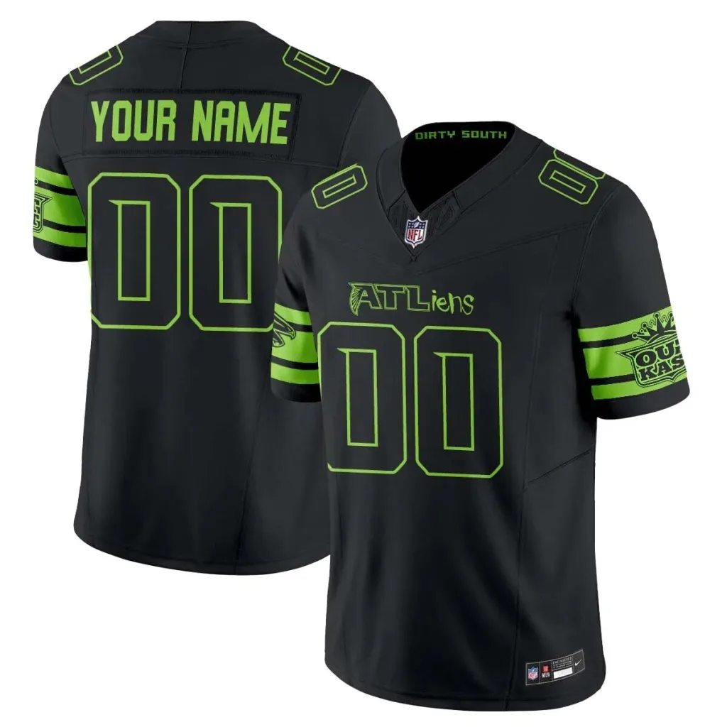 Atlanta Falcons ATLiens Dirty South Custom Black and Green Football Jersey Atlanta Falcons ATLiens Dirty South Custom Black and Green Football Jersey