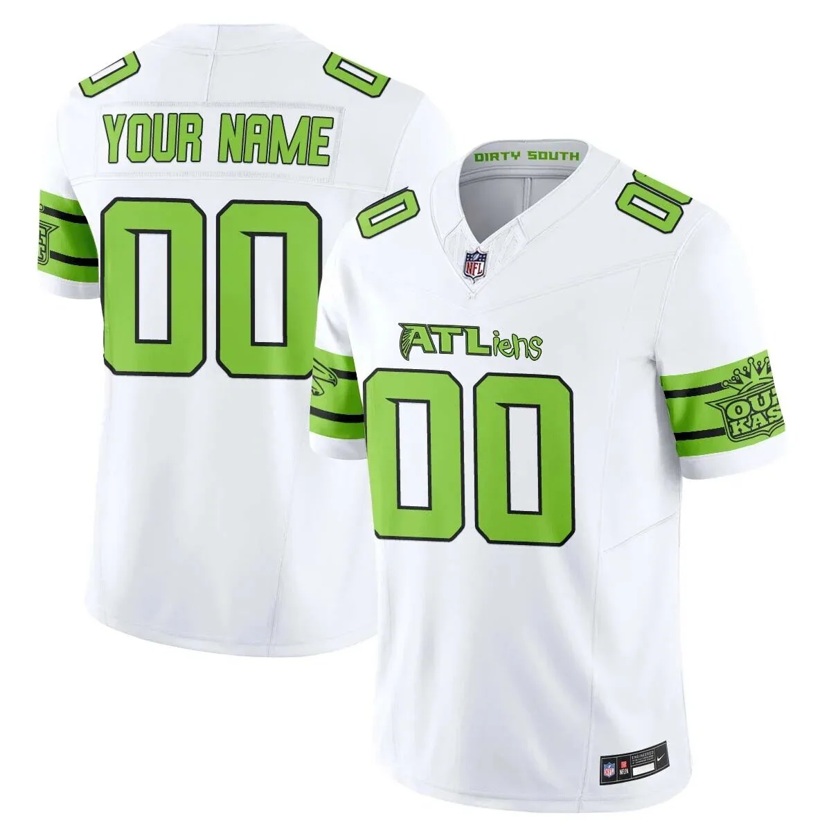 Atlanta Falcons ATLiens Dirty South Custom Black and Green Football Jersey 4 Atlanta Falcons ATLiens Dirty South Custom Black and Green Football Jersey