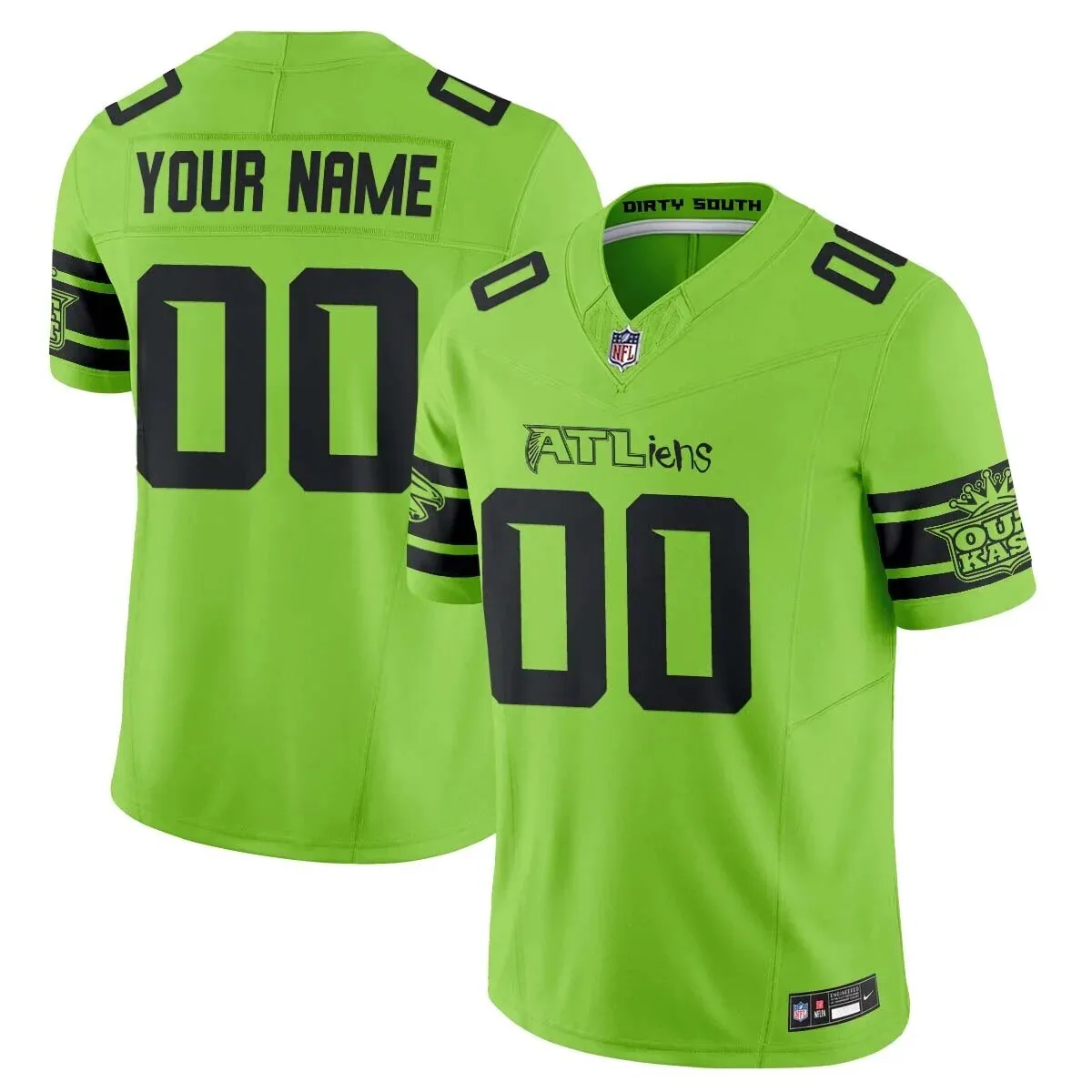 Atlanta Falcons ATLiens Dirty South Custom Black and Green Football Jersey 5 Atlanta Falcons ATLiens Dirty South Custom Black and Green Football Jersey