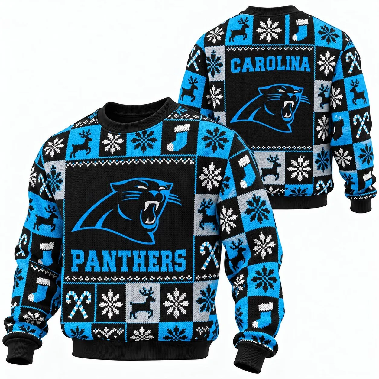 Carolina Panthers Ugly Christmas Sweater Crewneck Sweatshirt
