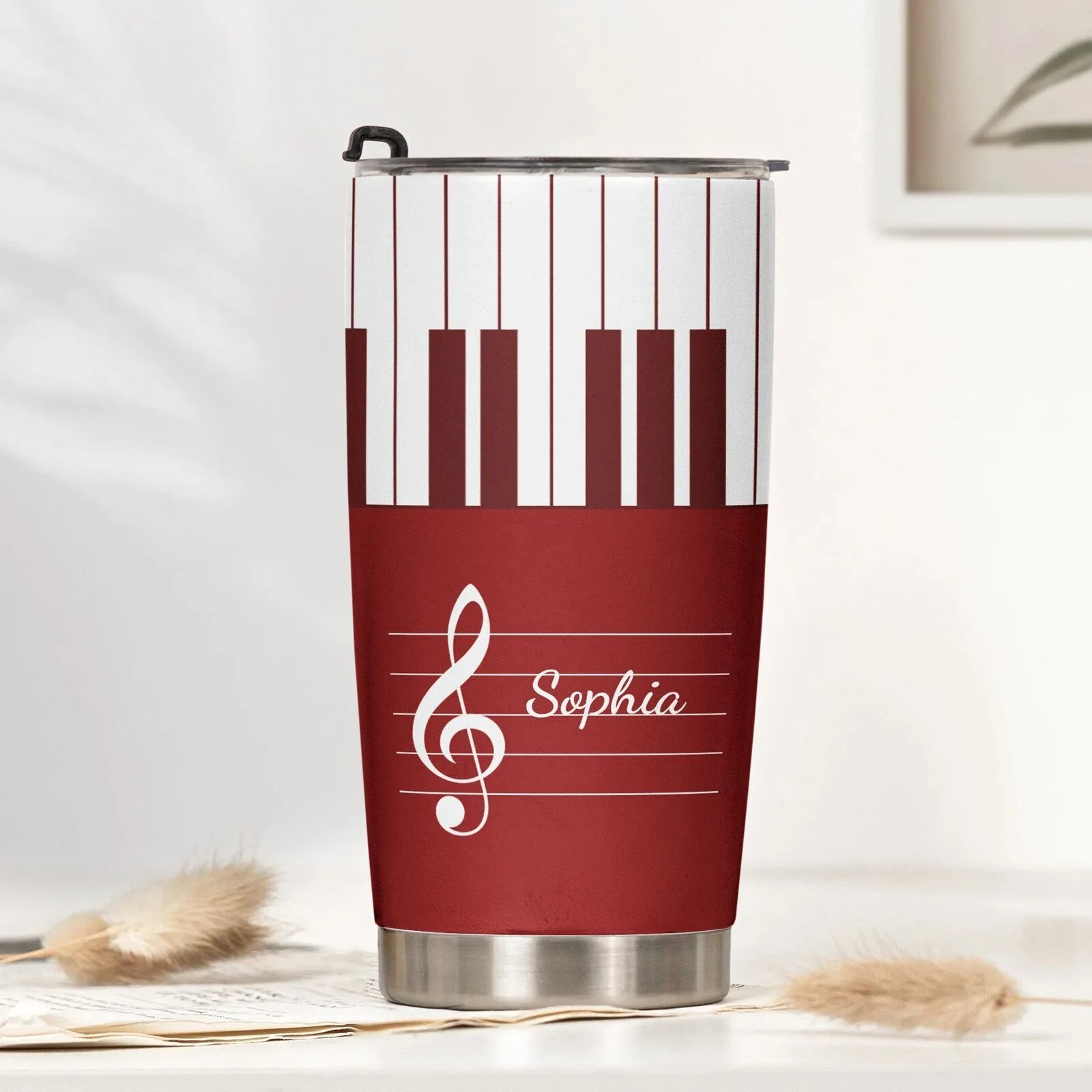 Personalized Piano Keyboard Treble Clef Music Notes Tumbler with Custom Name 10 Personalized Piano Keyboard Treble Clef Music Notes Tumbler with Custom Name