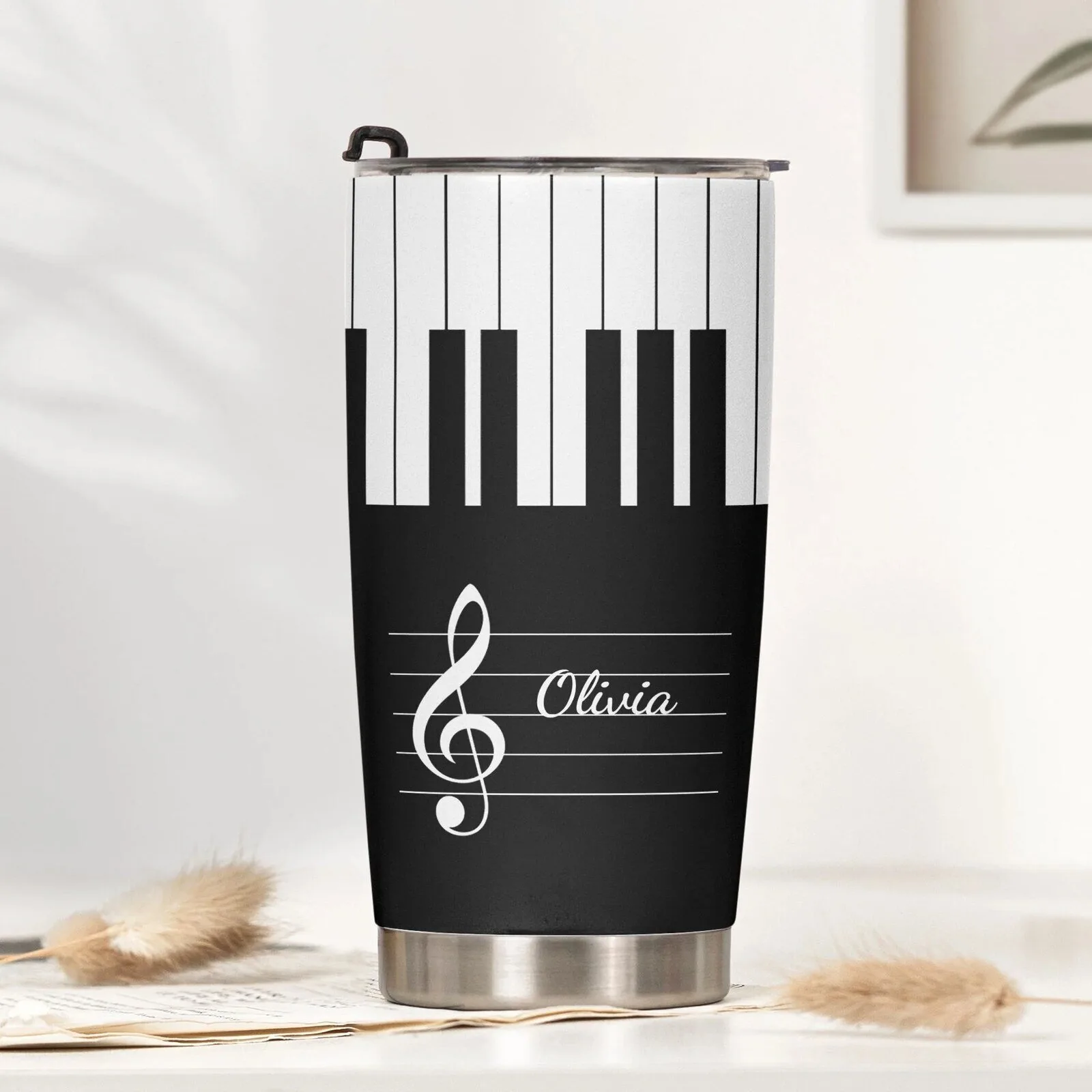 Personalized Piano Keyboard Treble Clef Music Notes Tumbler with Custom Name 11 Personalized Piano Keyboard Treble Clef Music Notes Tumbler with Custom Name
