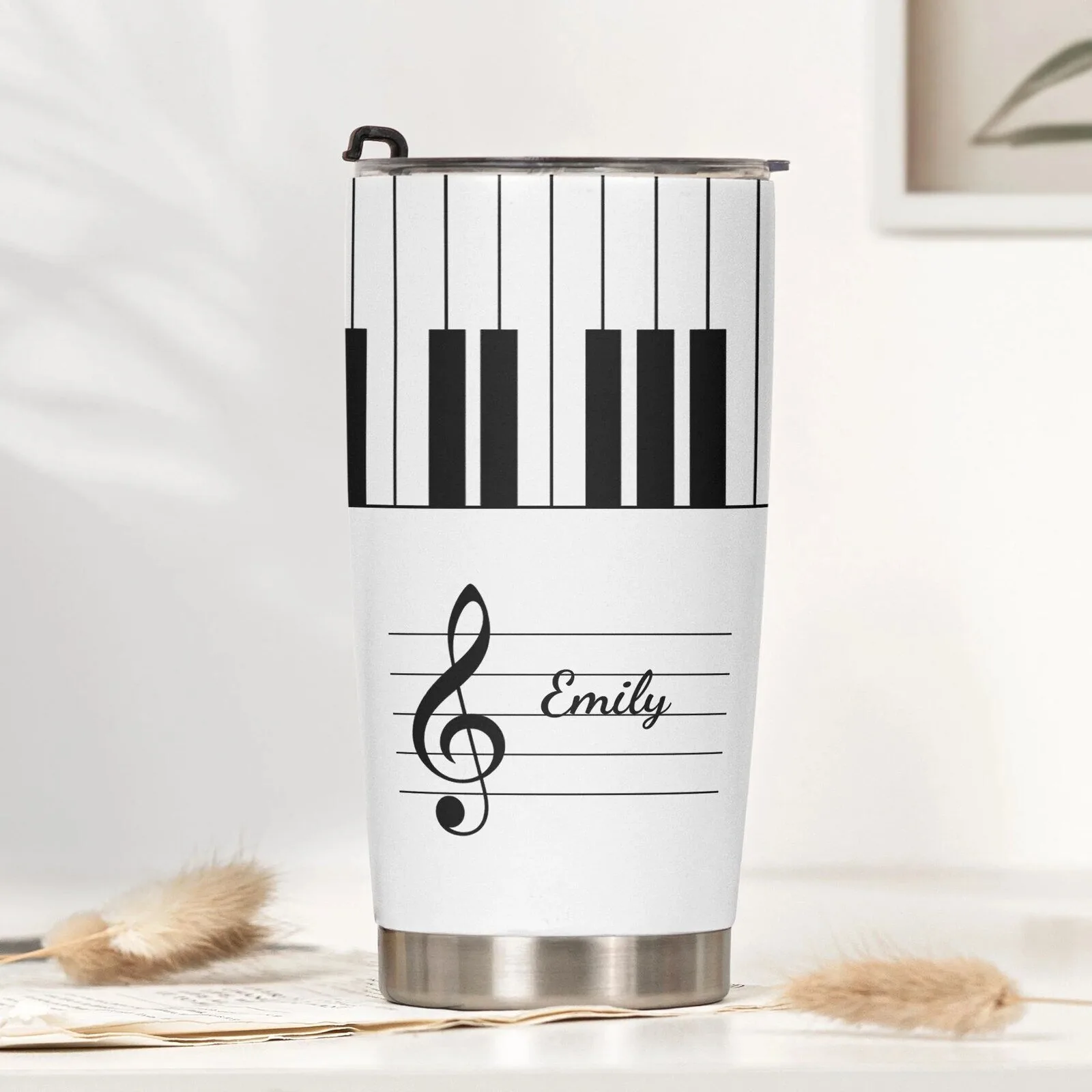 Personalized Piano Keyboard Treble Clef Music Notes Tumbler with Custom Name 12 Personalized Piano Keyboard Treble Clef Music Notes Tumbler with Custom Name