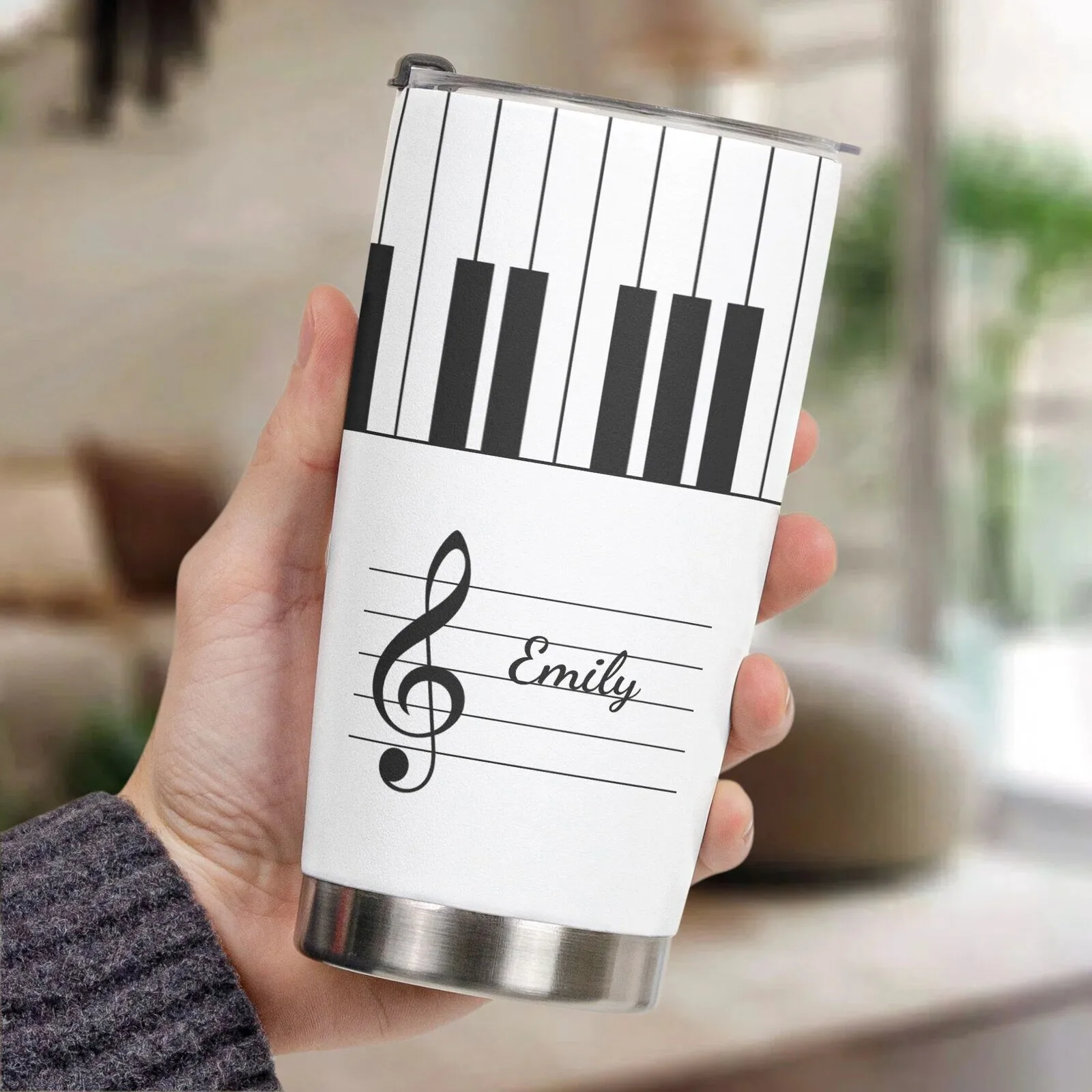 Personalized Piano Keyboard Treble Clef Music Notes Tumbler with Custom Name 14 Personalized Piano Keyboard Treble Clef Music Notes Tumbler with Custom Name
