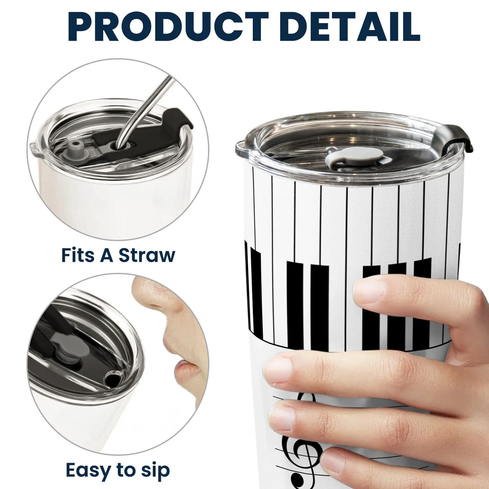 Personalized Piano Keyboard Treble Clef Music Notes Tumbler with Custom Name 17 Personalized Piano Keyboard Treble Clef Music Notes Tumbler with Custom Name