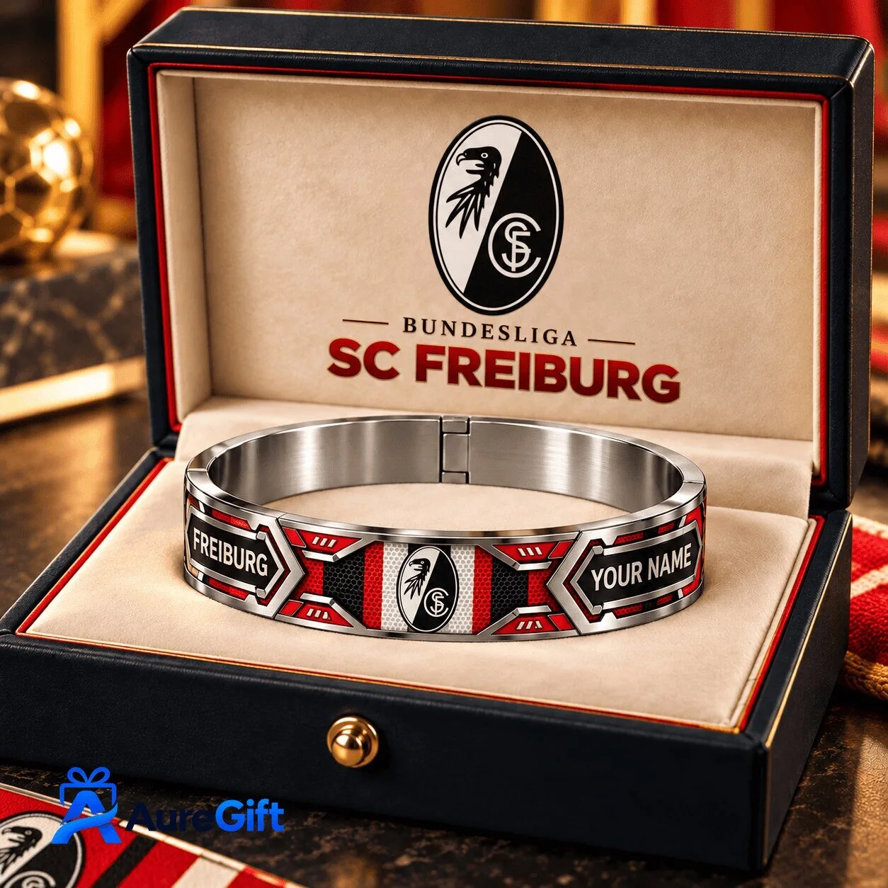 SC Freiburg Bundesliga Personalized Name Stainless Steel Bracelet
