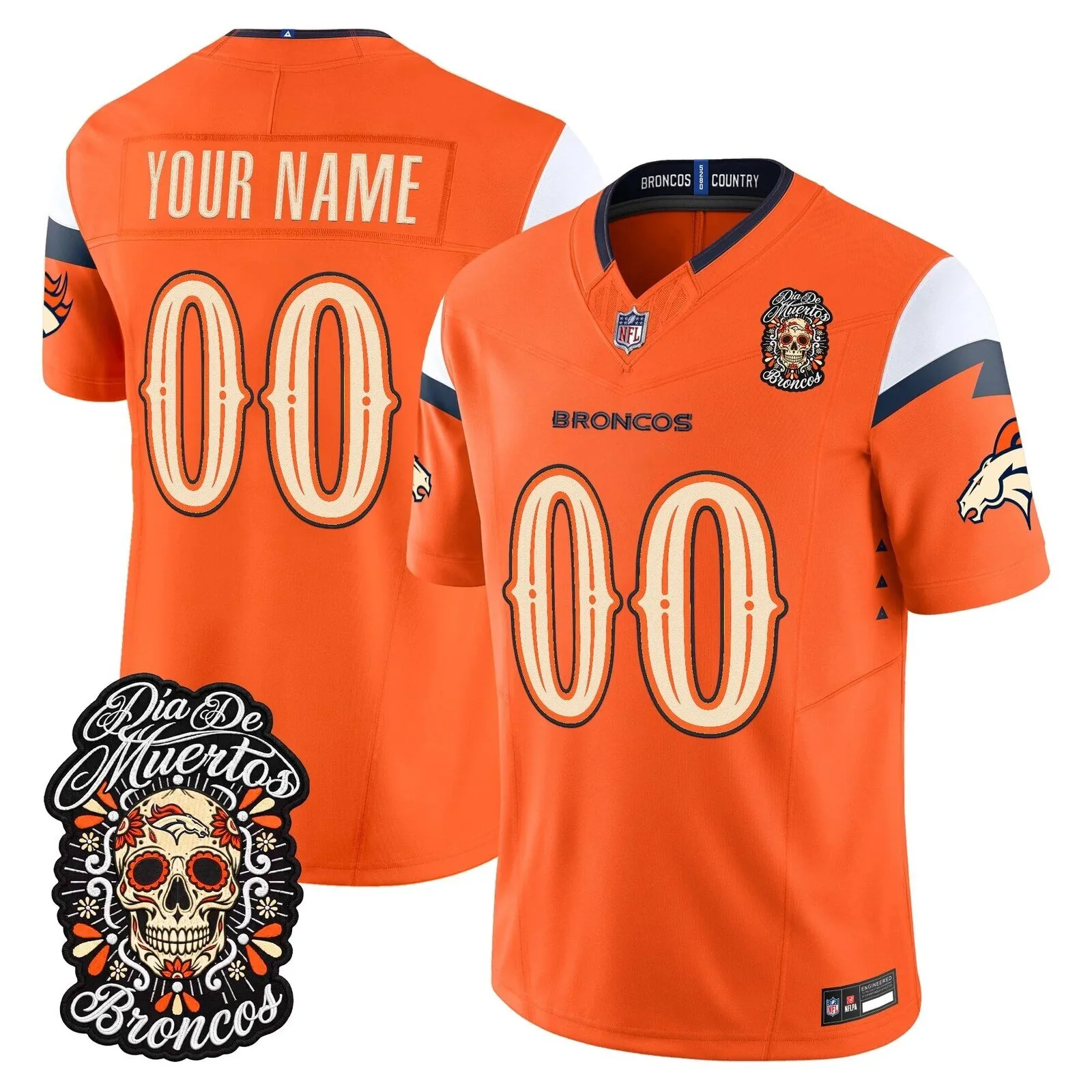 Denver Broncos Dia de los Muertos Custom Football Jersey 5 Denver Broncos Dia de los Muertos Custom Football Jersey