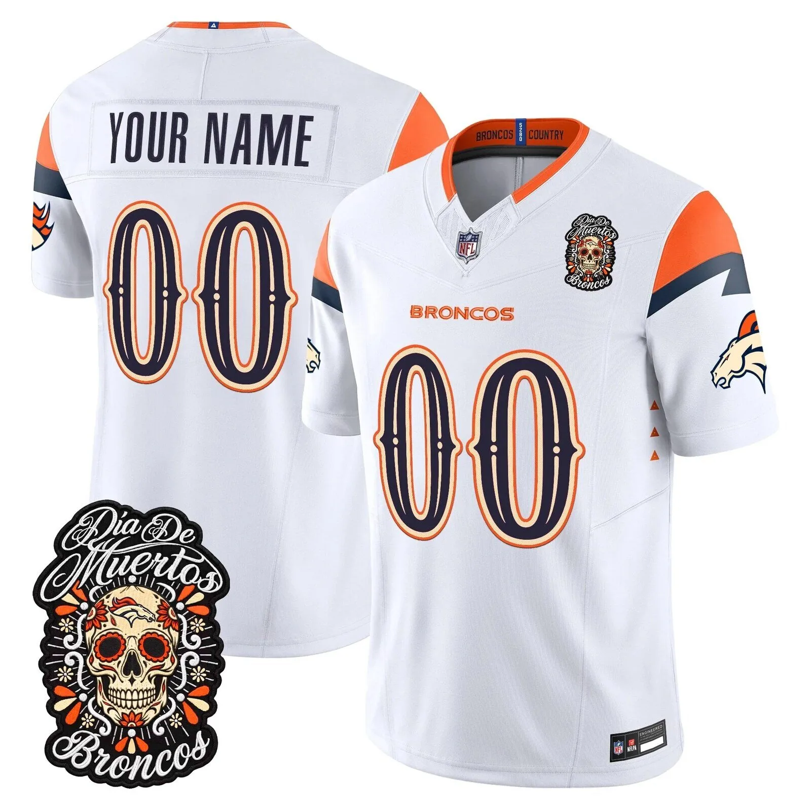 Denver Broncos Dia de los Muertos Custom Football Jersey 6 Denver Broncos Dia de los Muertos Custom Football Jersey