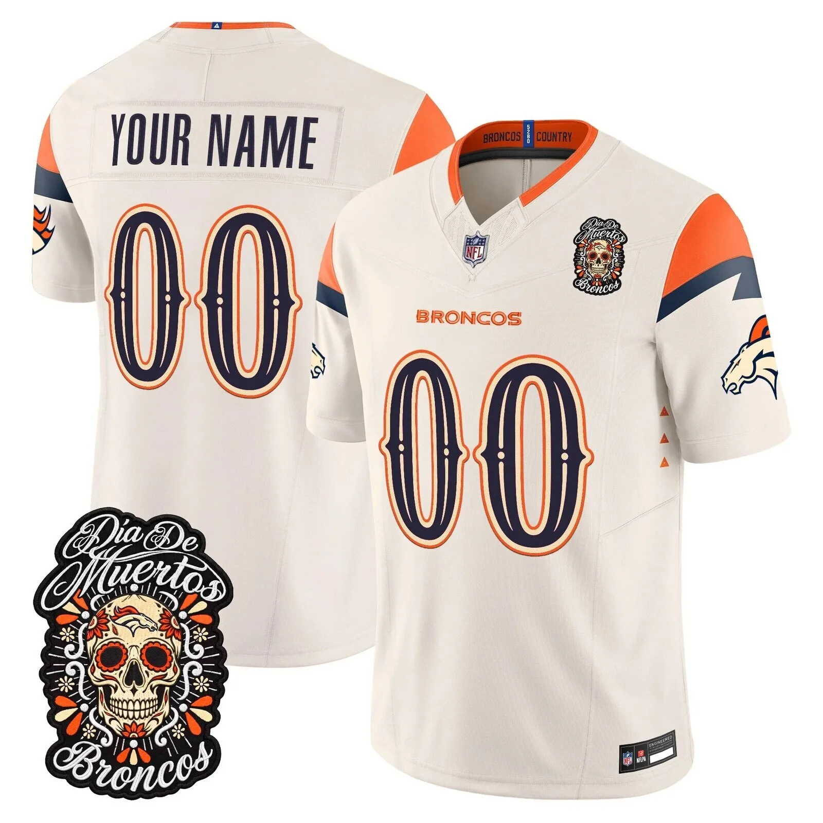 Denver Broncos Dia de los Muertos Custom Football Jersey 7 Denver Broncos Dia de los Muertos Custom Football Jersey