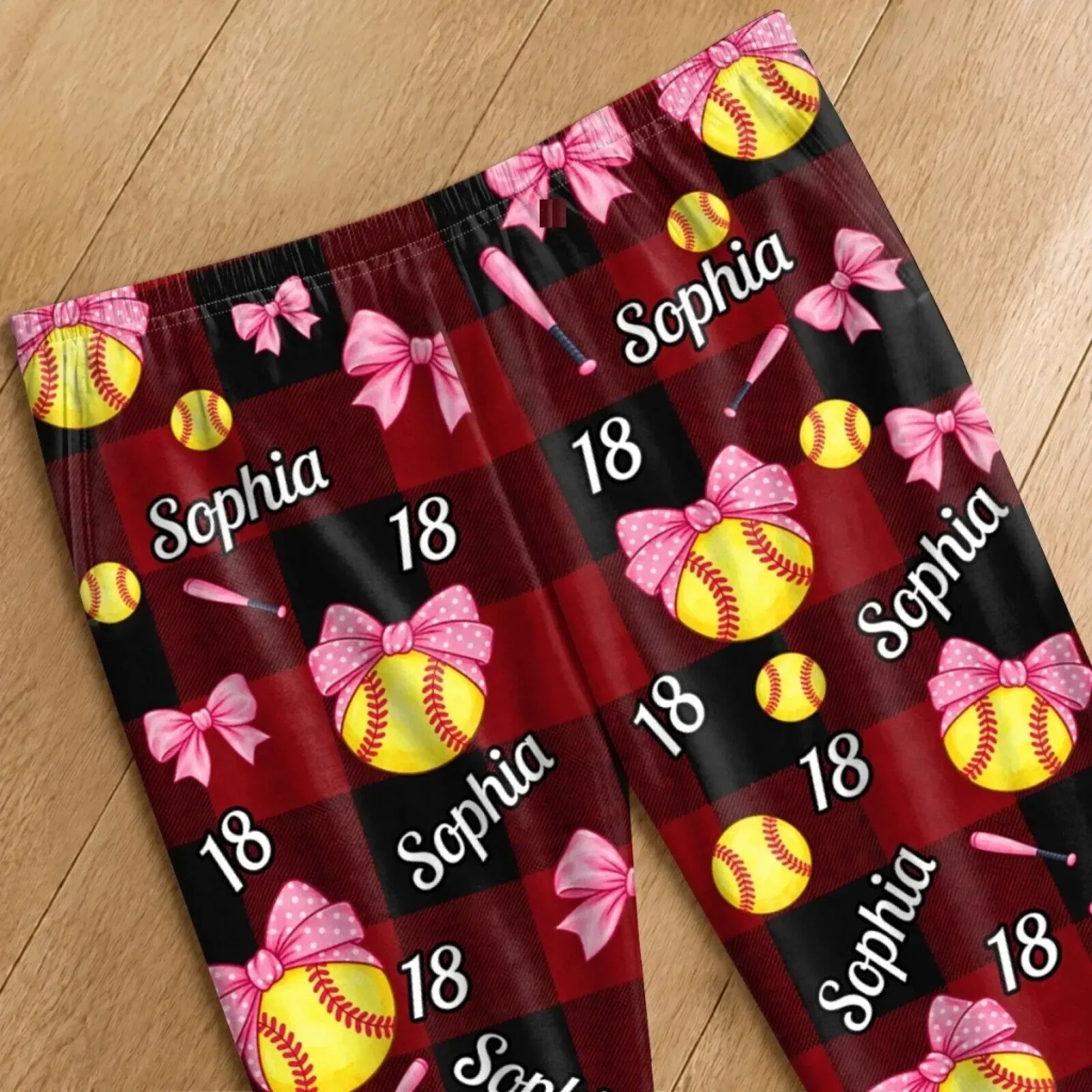 Personalized Softball Player Name and Number Pajama Pants for Women 13 Personalized Softball Player Name and Number Pajama Pants for Women