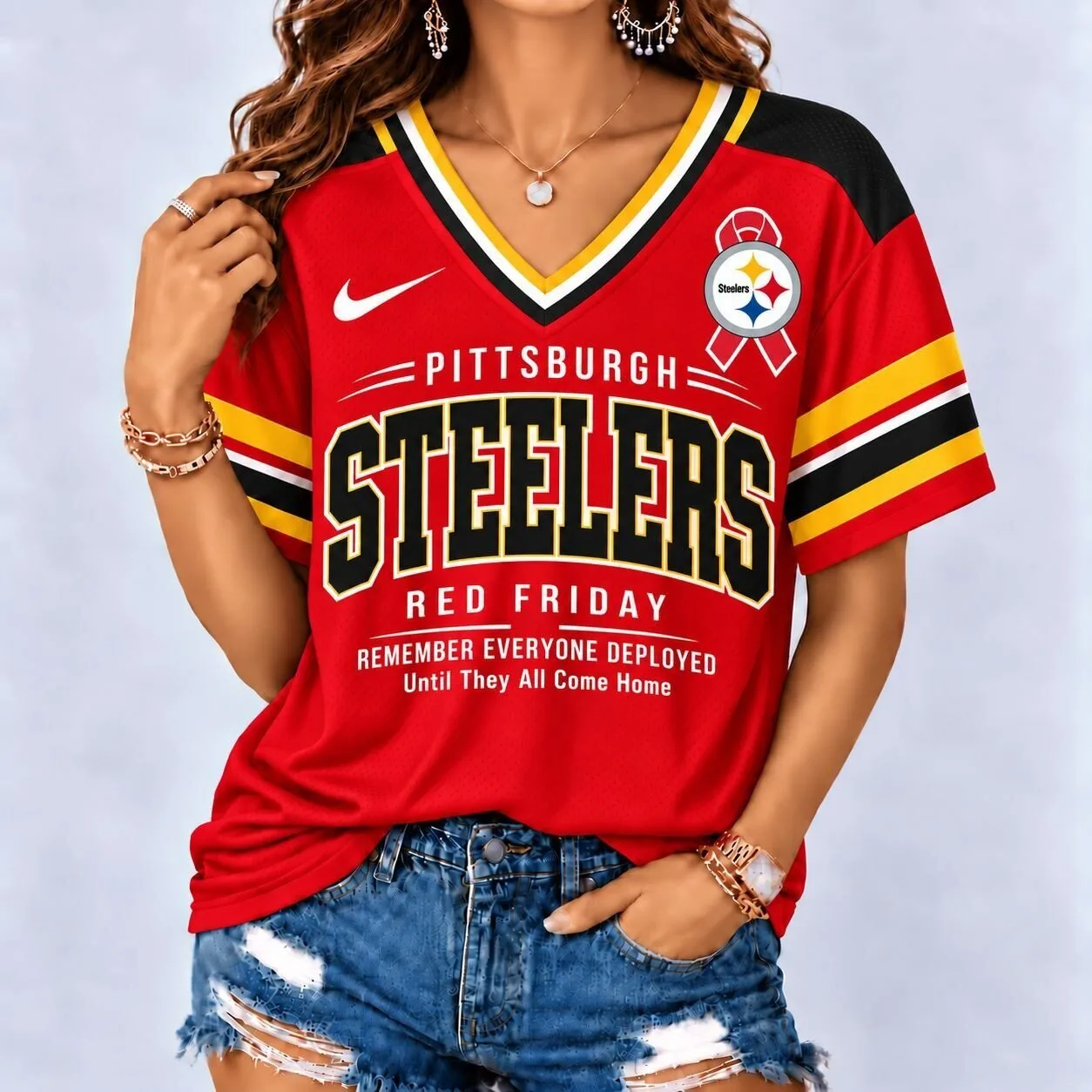 Pittsburgh Steelers Red Friday Remember Everyone Deployed Football Jersey