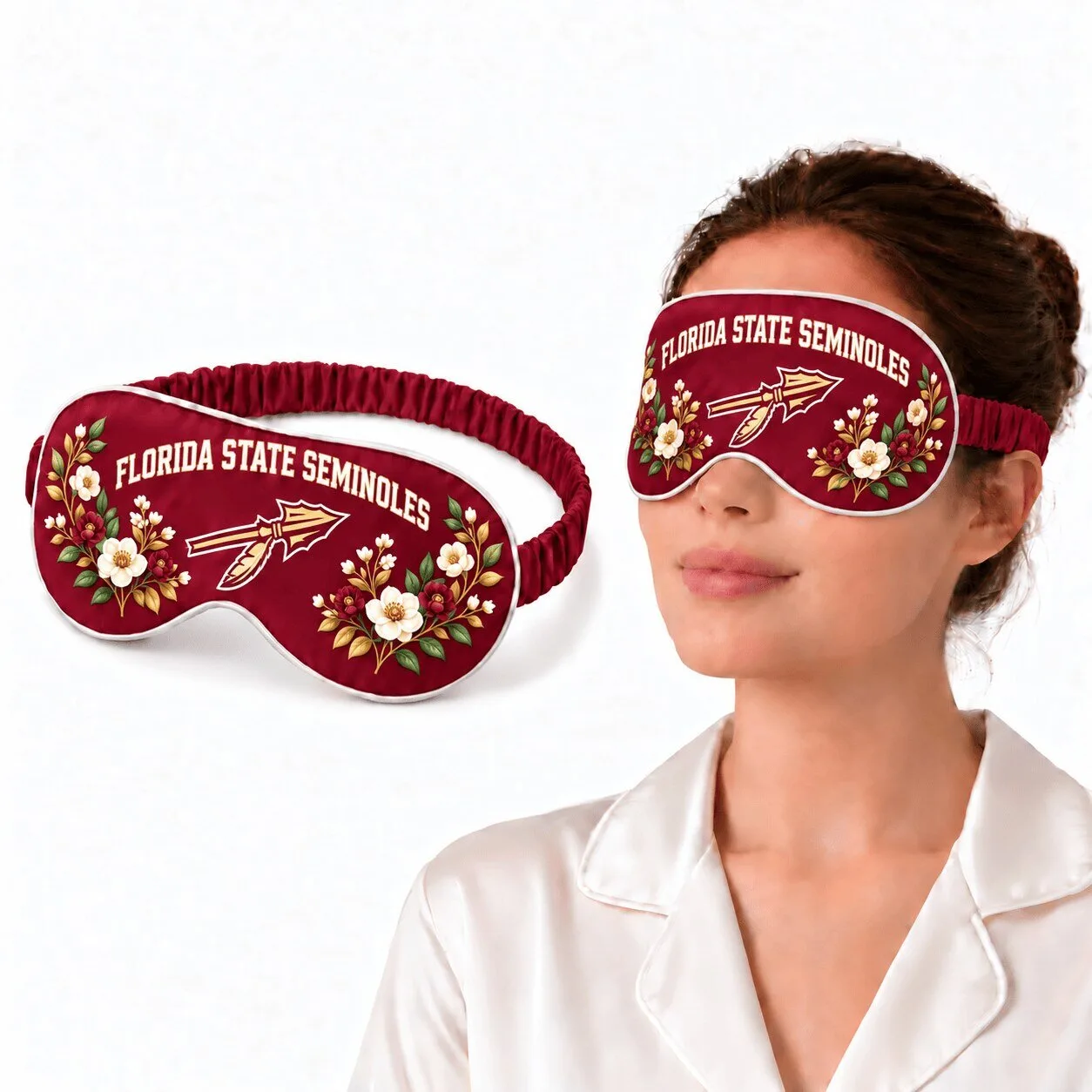 Florida State Seminoles Floral Embroidered Sleep Mask Eye Cover