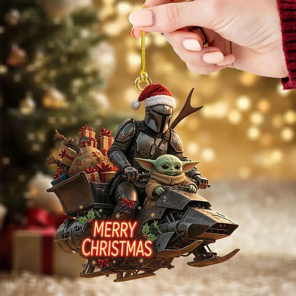 Star Wars The Mandalorian Grogu Christmas Sleigh Ride Acrylic Ornament