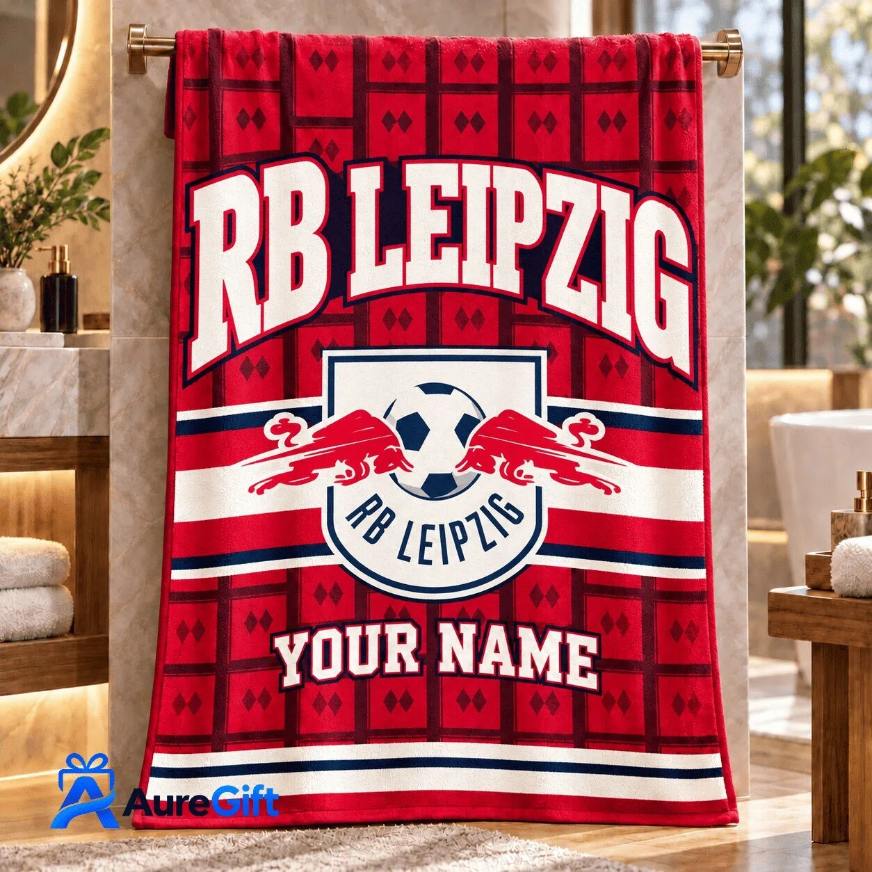 RB Leipzig Personalized Name Red Bull Arena Football Club Fan Bath Towel